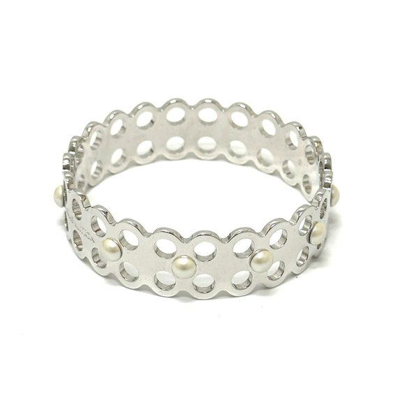 LOUIS VUITTON M66667 High and Seek Bangle Bracelet Metal Women's Silver Like New - Picture 1 of 8